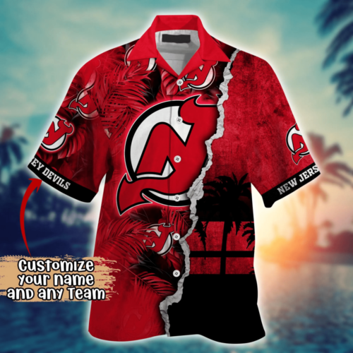 New Jersey Devils NHL Flower Hawaii Shirt  For Fans, Custom Summer Football Shirts