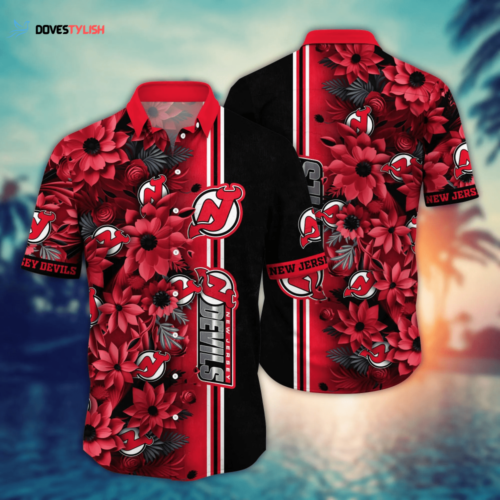 New Jersey Devils NHL Flower Hawaii Shirt   For Fans, Custom Summer Football Shirts