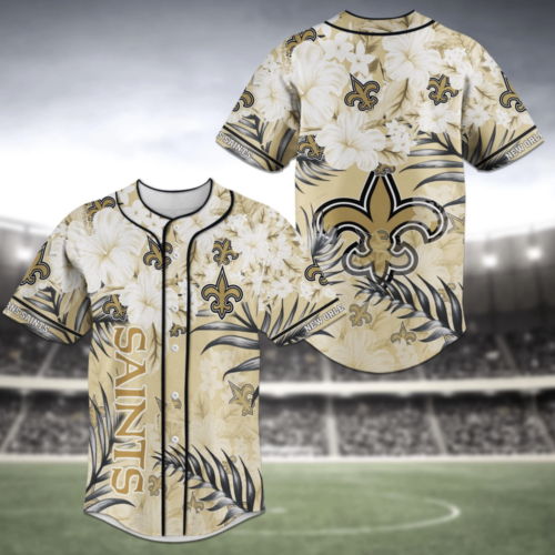 New Orleans Saints NFL Baseball Jersey Shirt Flower For Fans