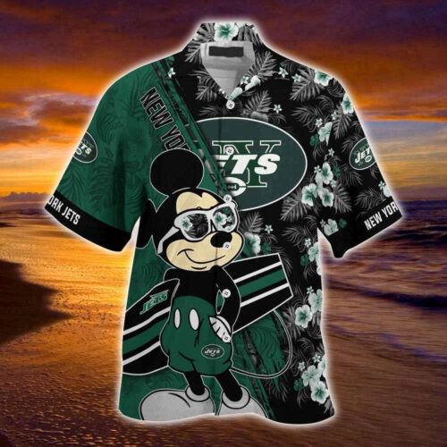 New York Jets NFL-Summer Hawaii Shirt Mickey And Floral Pattern For Sports Fans