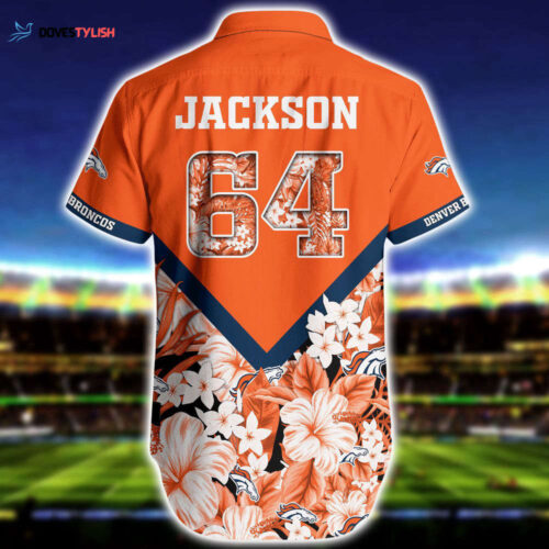NFL Hawaiian Shirt Denver Broncos Floral 3D Custom  Name Number For Men Women