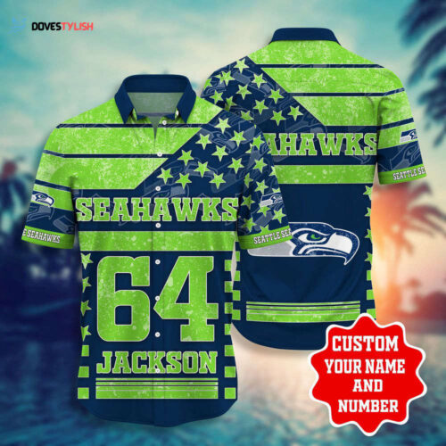 NFL Hawaiian Shirt Seattle Seahawks Shorts Star 3d Custom Name  For Men And Women