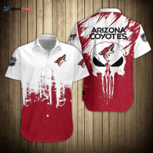 Nhl Arizona Coyotes Skull Button Up Hawaiian Shirt For Men And Women