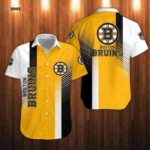 Nhl Boston Bruins Striped Short Sleeve Hawaiian Shirt For Men And Women
