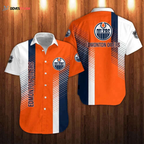 Nhl Edmonton Oilers Striped Button Up Shirts Hawaiian Shirts For Men And Women