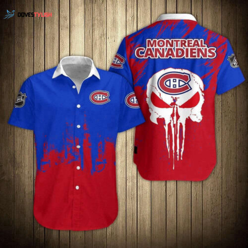 Nhl Montreal Canadiens Skull Short Sleeve Hawaiian Shirt For Men And Women