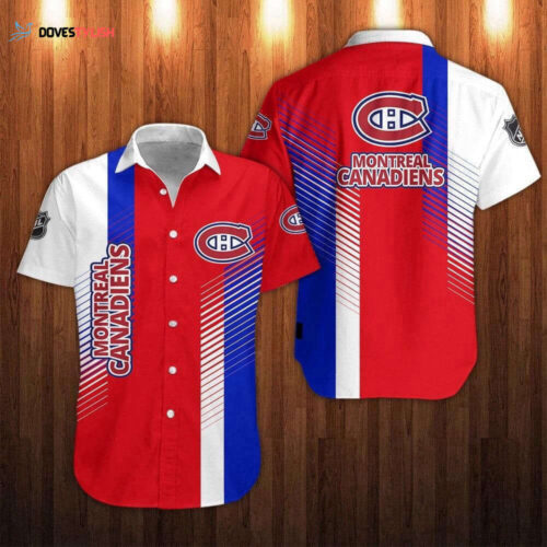 Nhl Montreal Canadiens Striped Short Sleeve Hawaiian Shirt For Men And Women