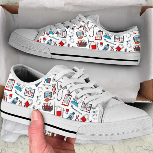Nurse Pattern Icon Low Top Shoes Canvas Sneakers Comfortable Casual Shoes For Men Women