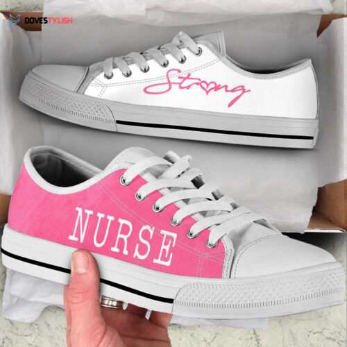 Nurse Strong Pink White Low Top Shoes Canvas Sneakers Comfortable Casual Shoes For Men And Women