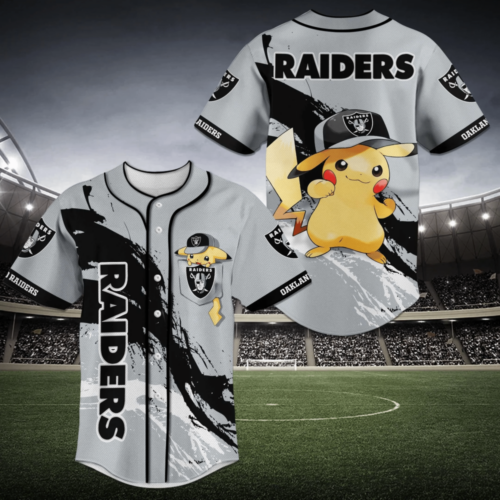Oakland Raiders NFL Pikachu Baseball Jersey Shirt  For Men Women