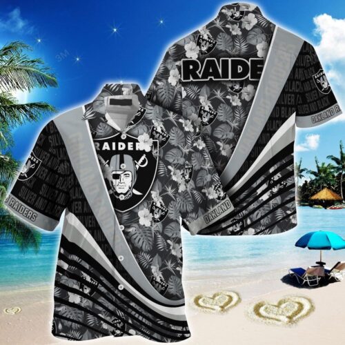 Oakland Raiders NFL-Summer Hawaiian Shirt With Tropical Flower Pattern For Fans