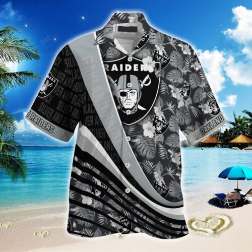 Oakland Raiders NFL-Summer Hawaiian Shirt With Tropical Flower Pattern For Fans