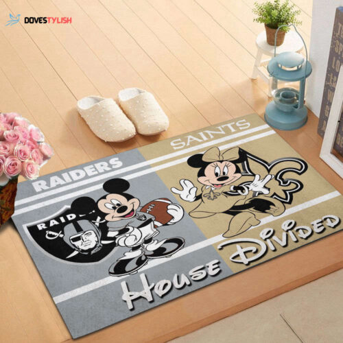 Pittsburgh Steelers vs Arizona Cardinals Mickey And Minnie Teams NFL House Divided Doormat, Gift For Home Decor