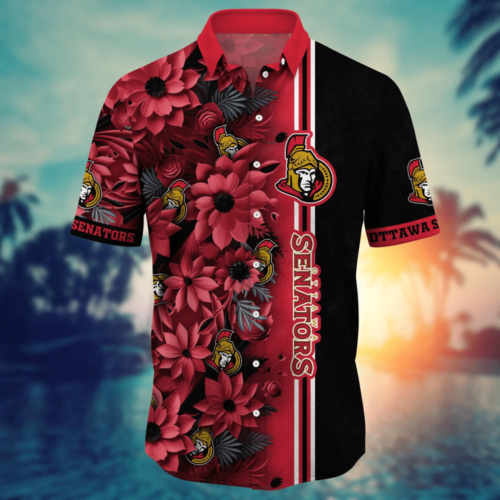 Ottawa Senators NHL Flower Hawaii Shirt   For Fans, Custom Summer Football Shirts