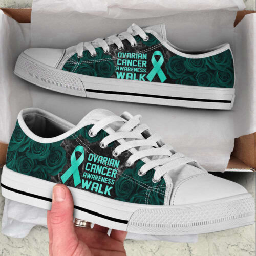 Ovarian Cancer Shoes Awareness Walk Low Top Shoes Canvas Shoes,  Best Gift For Men And Women
