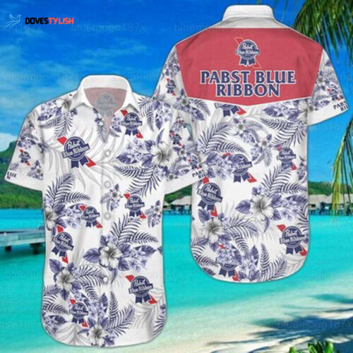 Pabst Blue Ribbon Beer Hawaiian Shirt For Men And Women Tropical Flower Pattern