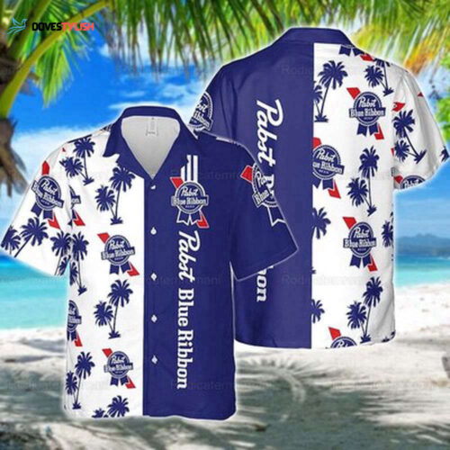 Pabst Blue Ribbon Beer Hawaiian Shirt Palm Tree Pattern Beach Gift For Friend