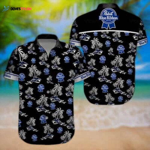 Pabst Blue Ribbon Hawaiian Shirt For Men And Women Black Aloha Coconut Tree Pattern
