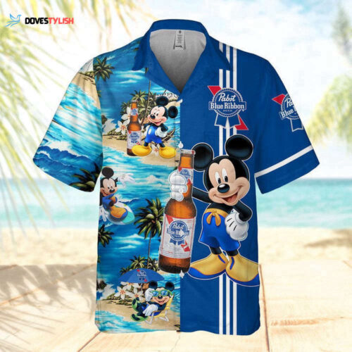 Pabst Blue Ribbon Mickey Mouse Hawaiian Shirt For Men And Women