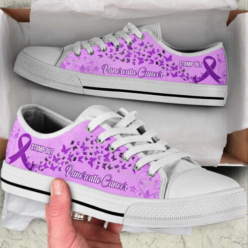 Pancreatic Cancer Shoes Stomp Out Low Top Shoes Canvas Shoes,  Best Gift For Men And Women