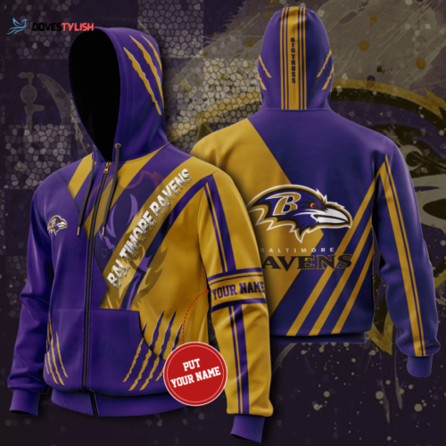 Personalized Baltimore Ravens Zip-Up Hoodie, Best Gift For Men And Women