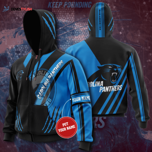 Personalized Carolina Panthers Zip-Up Hoodie, Best Gift For Men And Women