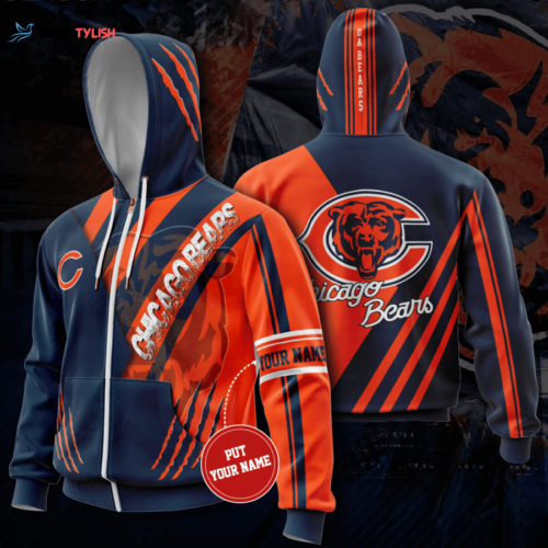 Personalized Chicago Bears Zip-Up Hoodie, Best Gift For Men And Women