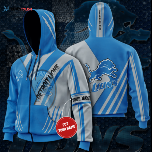 Personalized Detroit Lions Zip-Up Hoodie, Best Gift For Men And Women
