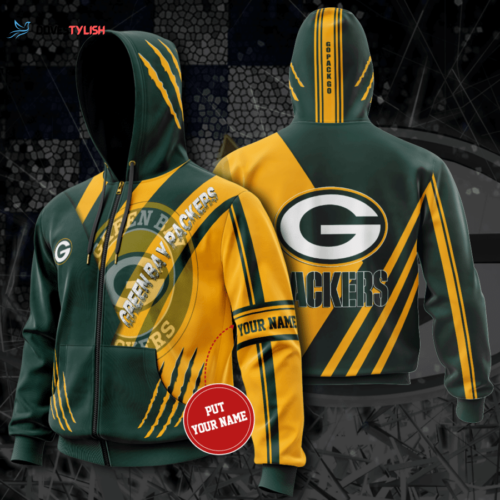 Personalized Green Bay Packers Zip-Up Hoodie, Best Gift For Men And Women