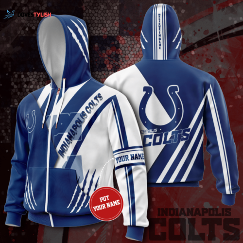 Personalized Indianapolis Colts Zip-Up Hoodie, Best Gift For Men And Women