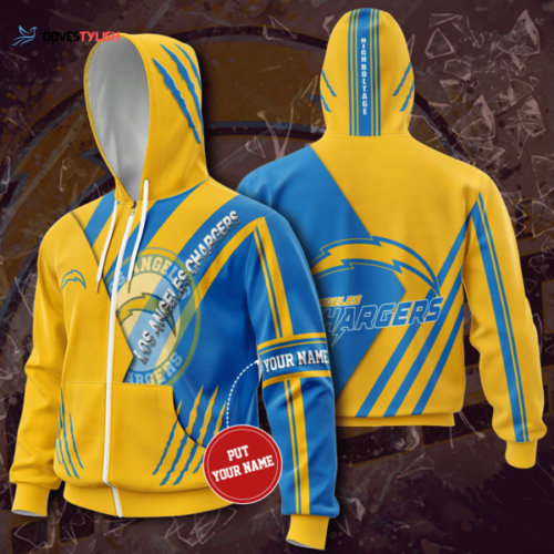 Personalized Los Angeles Chargers Zip-Up Hoodie, Best Gift For Men And Women