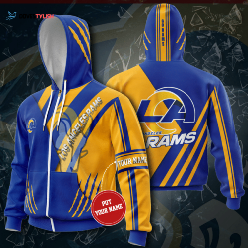 Personalized Los Angeles Rams Zip-Up Hoodie, Best Gift For Men And Women