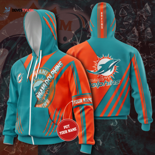Personalized Miami Dolphins Zip-Up Hoodie, Best Gift For Men And Women