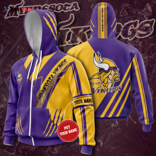 Personalized Minnesota Vikings Zip-Up Hoodie, Best Gift For Men And Women