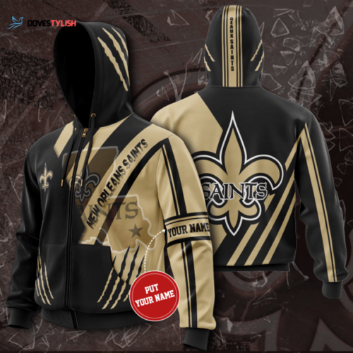 Personalized New Orleans Saints Zip-Up Hoodie, Best Gift For Men And Women