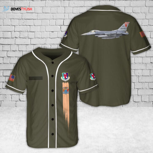 Personalized NJ Air National Guard 177th Fighter Wing F-16C Baseball Jersey Gift