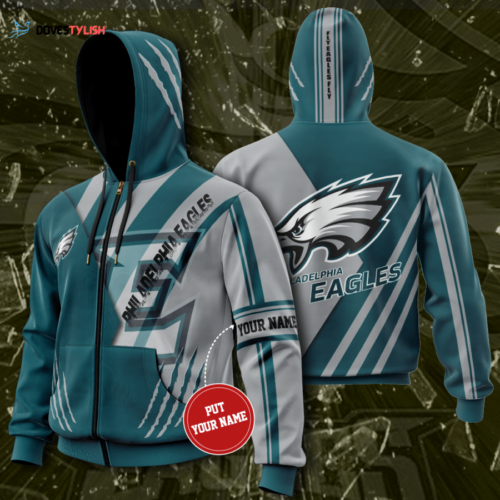 Personalized Philadelphia Eagles Zip Up Hoodie, Best Gift For Men And Women