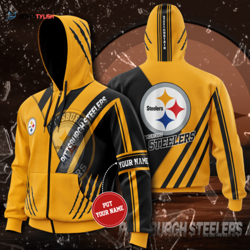 Personalized Pittsburgh Steelers Zip-Up Hoodie, Best Gift For Men And Women