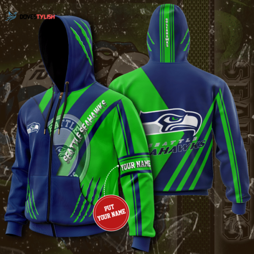 Personalized Seattle Seahawks Zip Up Hoodie, Best Gift For Men And Women