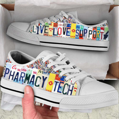 Pharmacy Tech Live Love Support License Plates Low Top Shoes Canvas Sneakers Comfortable Casual Shoes For Men Women