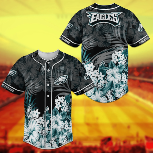 Philadelphia Eagles NFL Baseball Jersey Shirt Floral For Men Women