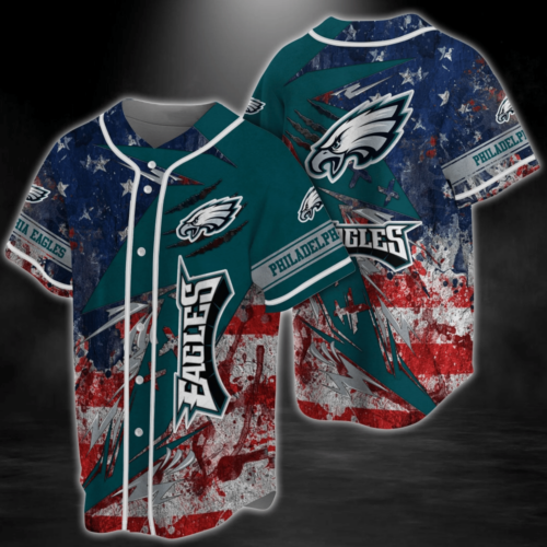Philadelphia Eagles NFL US Flag Baseball Jersey Shirt For Men Women