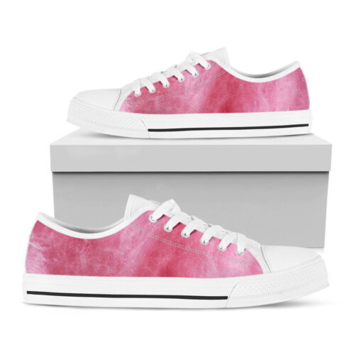 Pink Cotton Candy Print White Low Top Shoes, Gift For Men And Women
