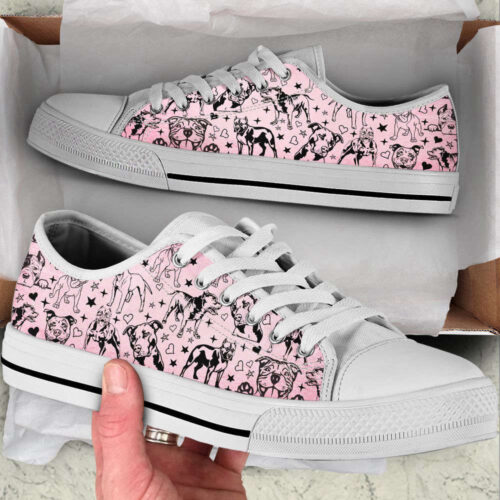 Pit Bull Dog Peeking Pattern Low Top Shoes Canvas Sneakers Casual Shoes For Men And Women