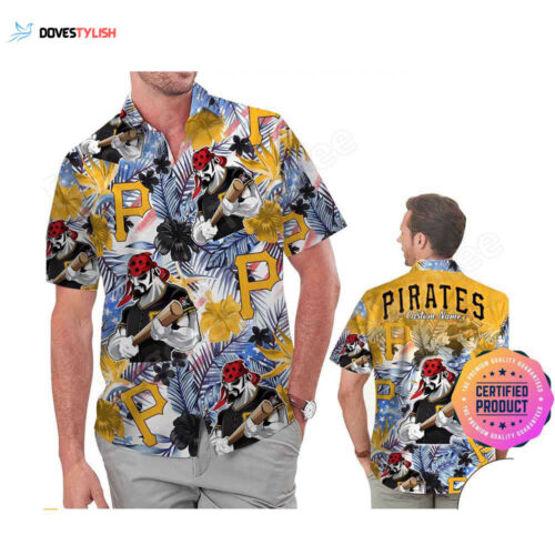 Pittsburgh Pirates America Flag Tropical Floral MLB Aloha Hawaiian Shirt  Name For Men Women