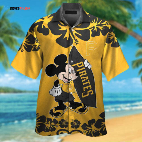 Pittsburgh Pirates MM Short Sleeve Button Up Tropical Aloha Hawaiian Shirt  For Fans