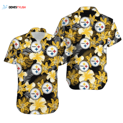 Pittsburgh Steelers Flower Pattern Hawaiian Shirt All Over Print Gift For Fans NFL