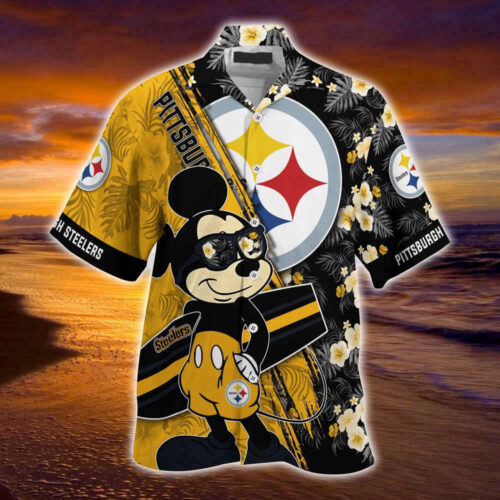 Pittsburgh Steelers NFL-Summer Hawaii Shirt Mickey And Floral Pattern For Sports Fans