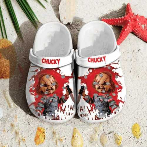 Play Chucky Horror Crocs Classic Clogs Shoes In White