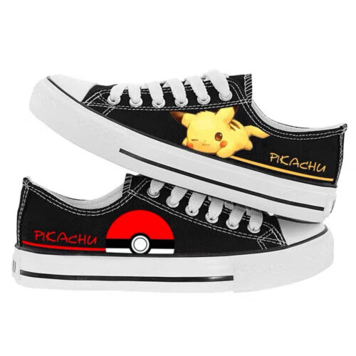 Pokemon Pikachu Shoes Low Top Sneaker Outfit Pocket Monsters Anime Costume, Gift For Men And Women
